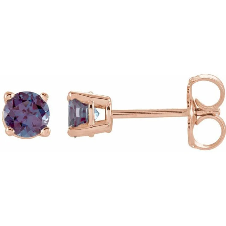 Designer Earrings For Fashionable Look-14K Rose 4 mm Lab-Grown Alexandrite Stud Earrings