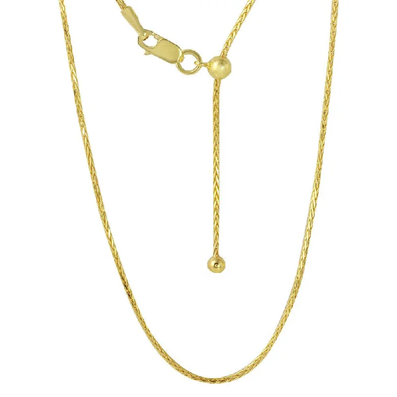 Simple Bar Necklace For Minimalist Style-Silver 925 Gold Plated Adjustable Franco Chain with Bead - DIN00010GP