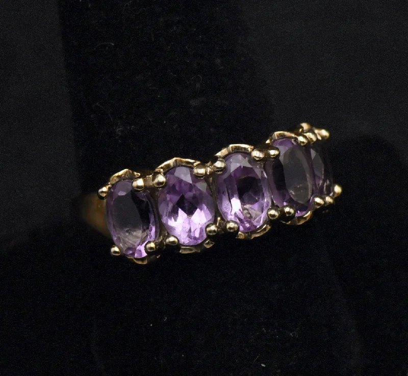 Sparkling Engagement Rings With Colored Stones-Vintage Amethyst Vermeil Ring - Size 9.25