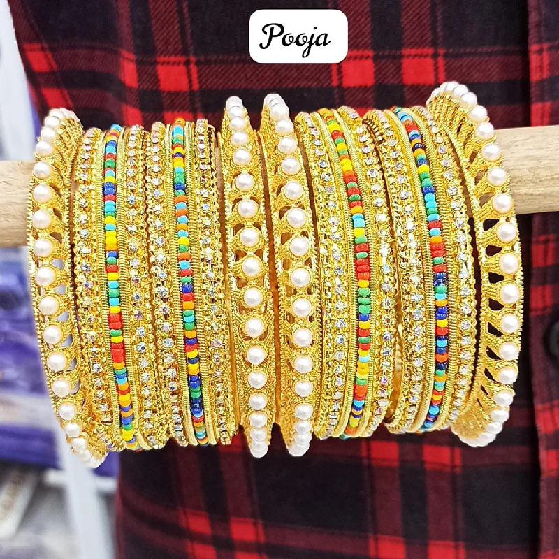 Sparkling Custom Wedding Bangles For Engagement Gifts-Pooja Bangles Gold Plated  Bangle Set