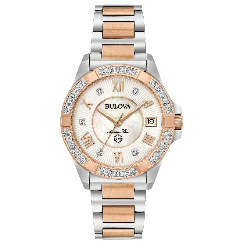 Women’s Watches With Diamond Accents-Bulova Marine Star Collection 98R234