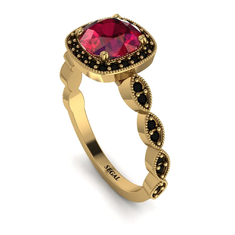 Classic Men’s Wedding Rings For Special Moments-Vintage Inspired Ruby Halo Ring - Frances No. 40