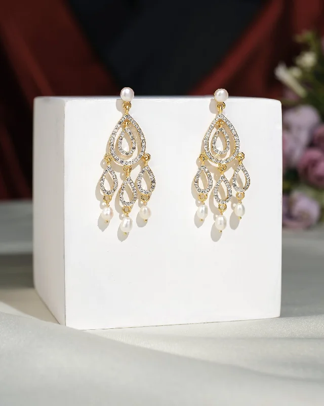 Trendy Earrings For Holiday Season-Beautiful CZ Hang Earrings