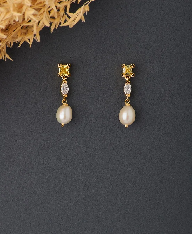 Bold Earrings With Beads For Fashion-Elegant Hanging Drop Pearl Earring