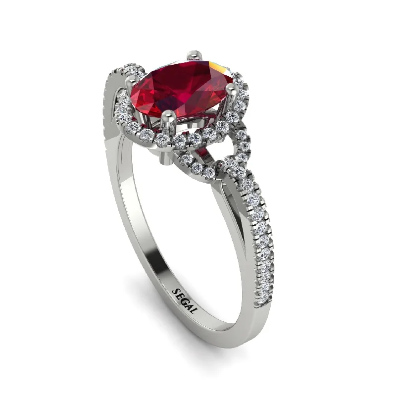 Classic Rose Gold Engagement Rings For Grooms-Timeless Beauty Oval Ruby Engagement Ring - Judy No. 12