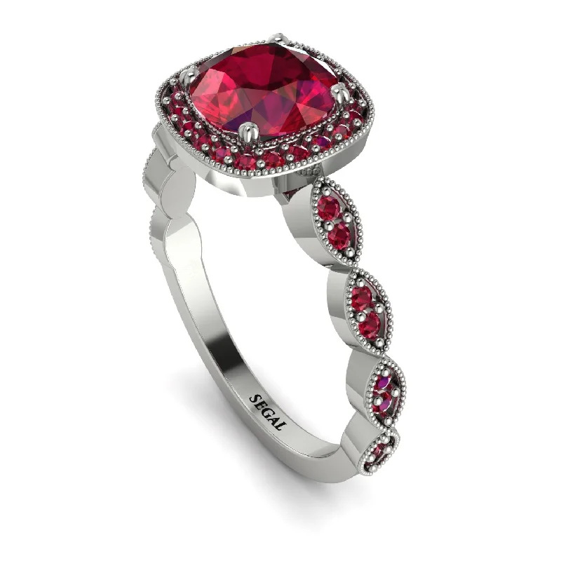 Simple Gemstone Rings For Timeless Style-Vintage Inspired Ruby Halo Ring - Frances No. 57