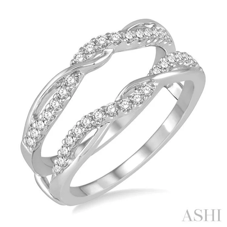 Elegant Gold Rings For Classic Brides-3/8 Ctw Round Diamond Insert Ring in 14K White Gold