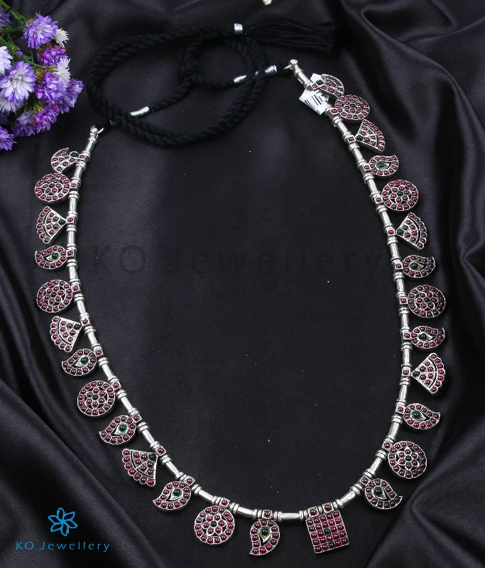 Long Crystal Necklace For Evening Wear-The Vividha Silver Kemp Necklace