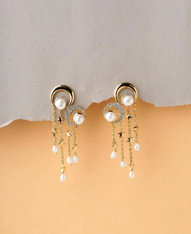 Classic Earrings With Pearls For Formal Attire-Gorgeous Stone Studded Pearl Earring