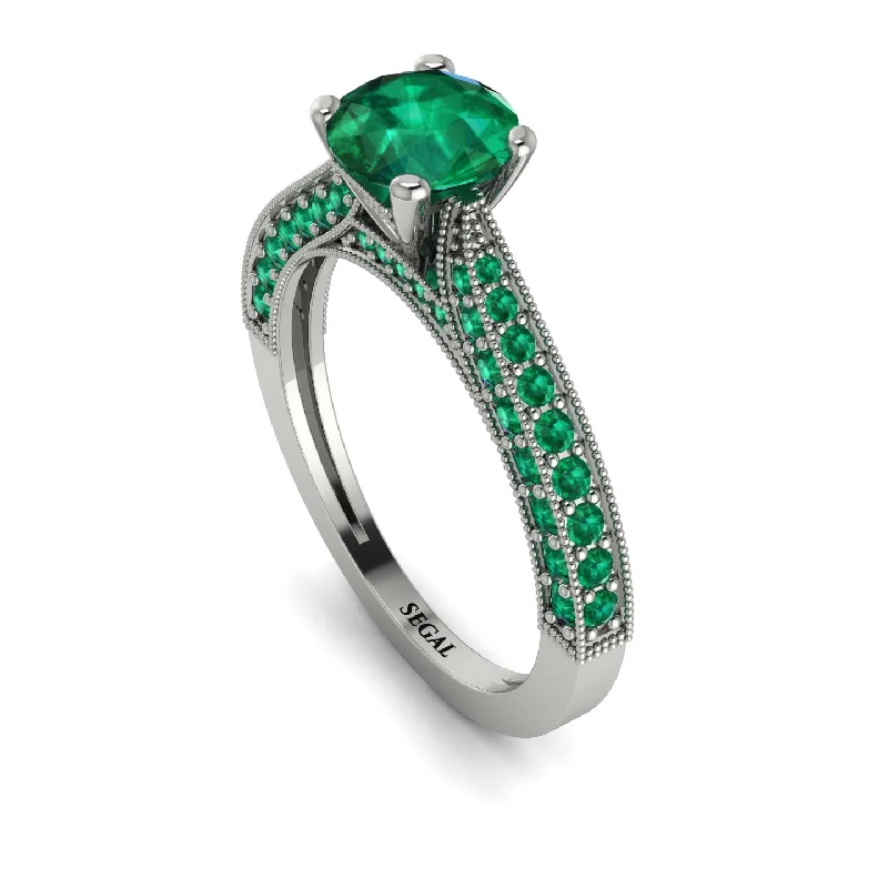 Trendy Custom Engagement Rings For Modern Brides-Classic Vintage Emerald Engagement Ring - Kathryn No. 21