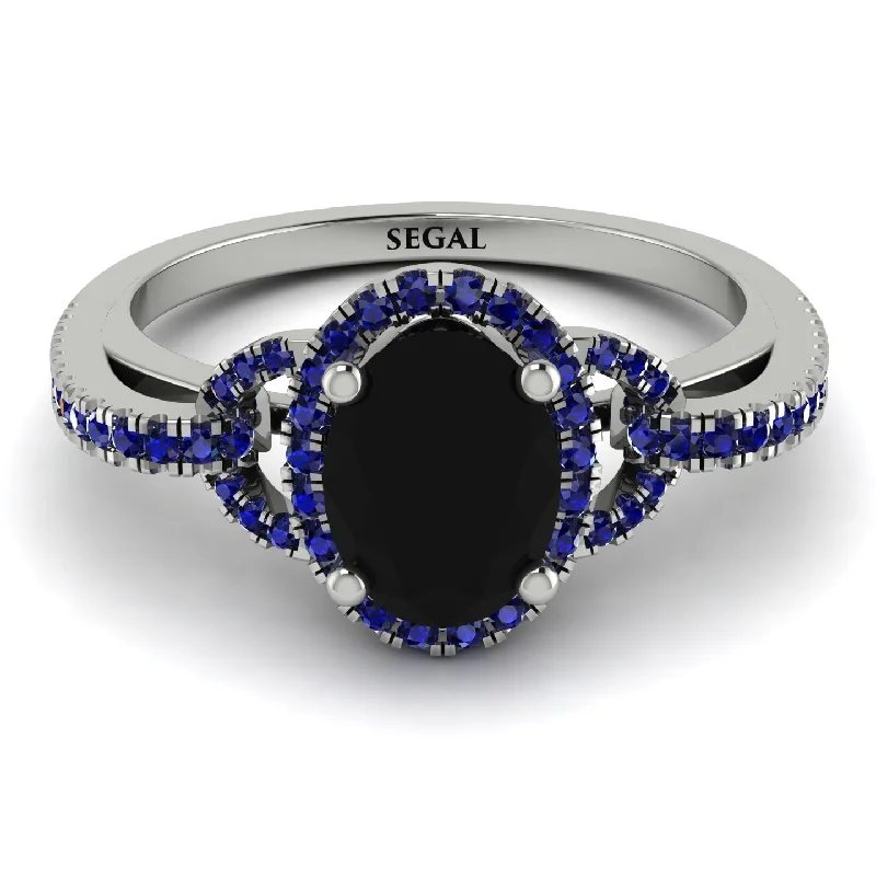 Elegant Engagement Rings With Colored Diamonds-Timeless Beauty Oval Black Diamond Engagement Ring - Judy No. 69