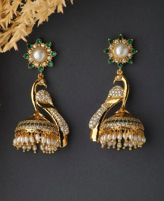 Stylish Beaded Earrings For Everyday Look-Heirloom Golden Peacock Pearl Earrings