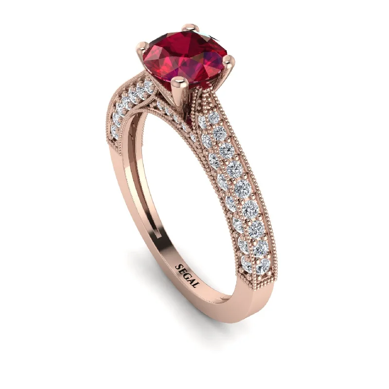 Unique Sapphire Rings For Wedding Day-Classic Vintage Ruby Engagement Ring - Kathryn No. 11