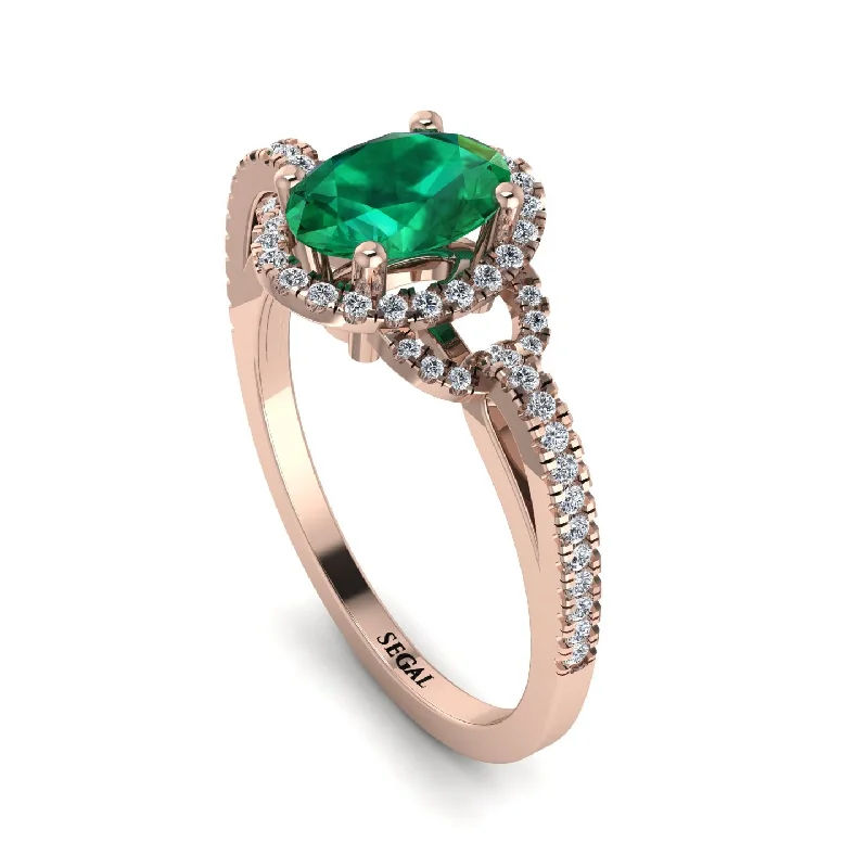 Simple Gold Wedding Rings For Special Occasions-Timeless Beauty Oval Emerald Engagement Ring - Judy No. 5