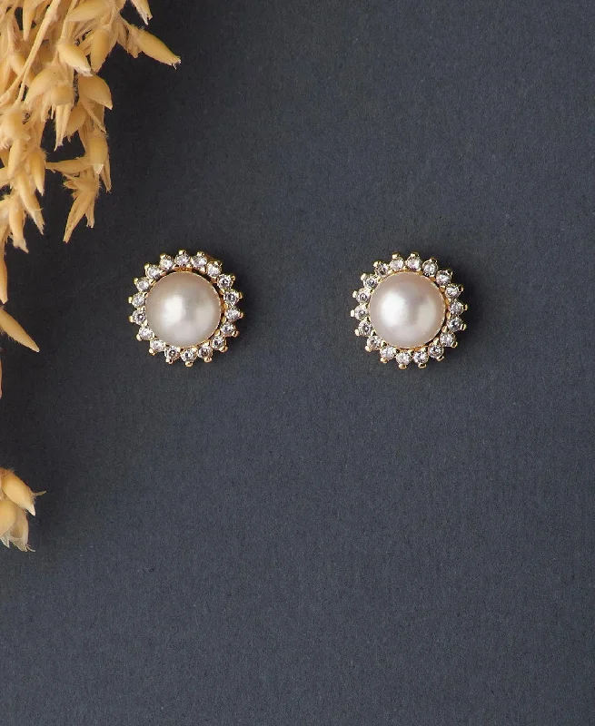 Boho Chic Earrings For Fashion-Classic White Stud Pearl Earring