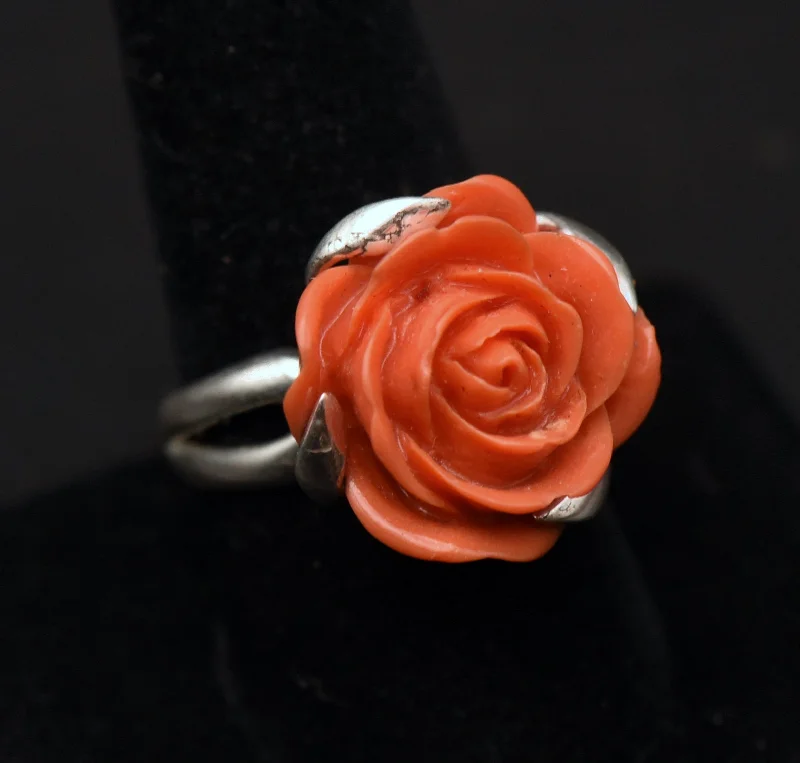 Personalized Gemstone Rings For Special Occasions-Vintage Rose Sterling Silver Ring - Size 9