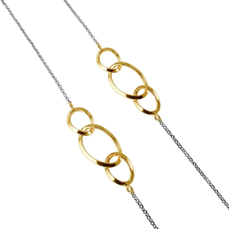 Custom Bar Necklace For Bridesmaids-Silver 925 Chain Necklace with Gold Plated Intertwined Loops - ITN00113GP