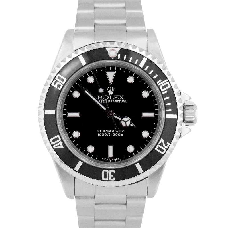 Men’s Watches With Date And Time Features-MINT Rolex Submariner No-Date Black Stainless Steel 40mm Automatic Watch 14060 M