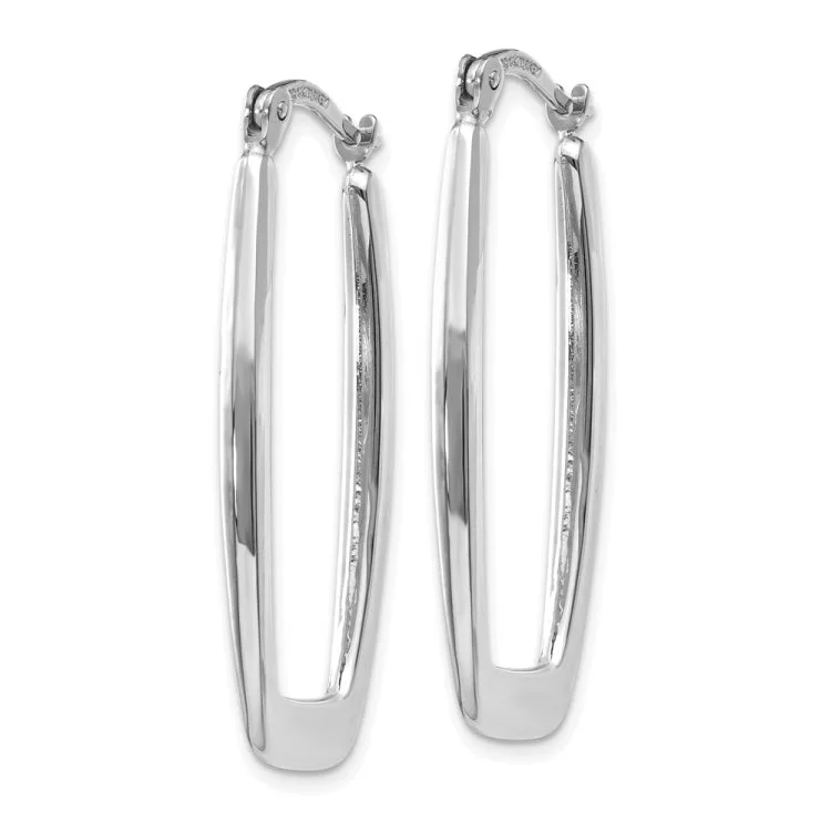 Handmade Gemstone Earrings For Fashion-14k White Gold Polished 2.25mm Rectangle Hoop Earrings