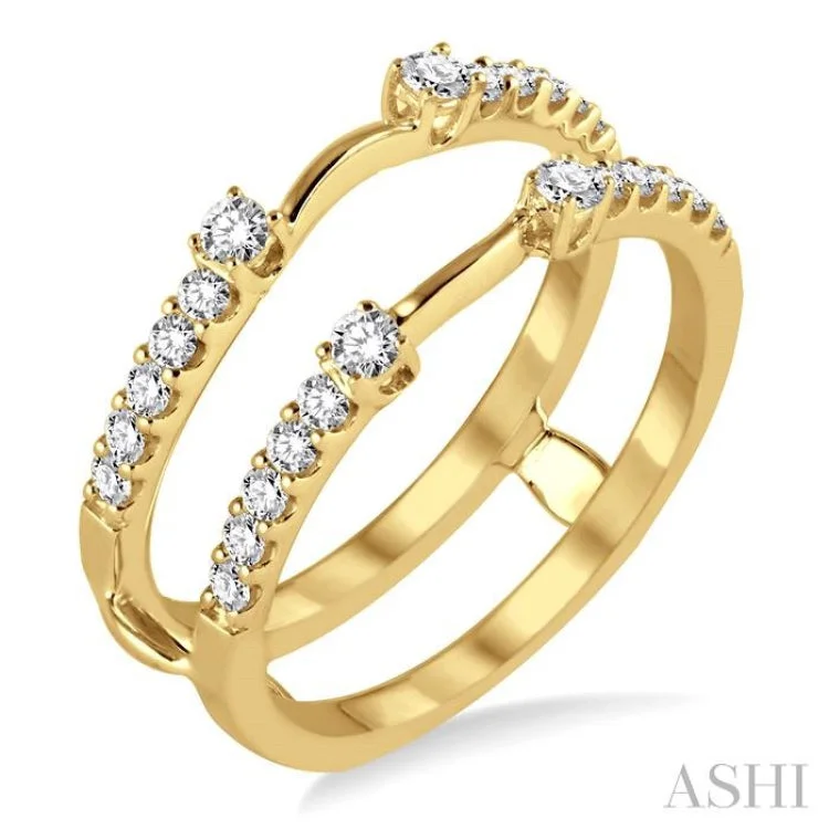 Custom Gold Rings For Bridal Jewelry-1/2 Ctw Round Cut Diamond Insert Ring in 14K Yellow Gold