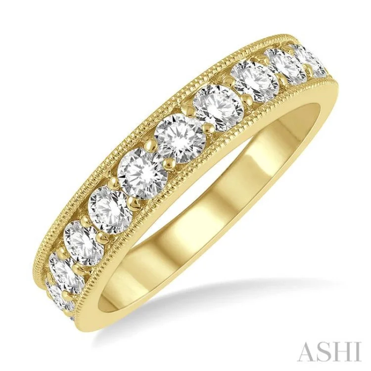 Trendy Titanium Rings For Wedding Day-1 ctw Round Cut Diamond Wedding Band in 14K Yellow Gold