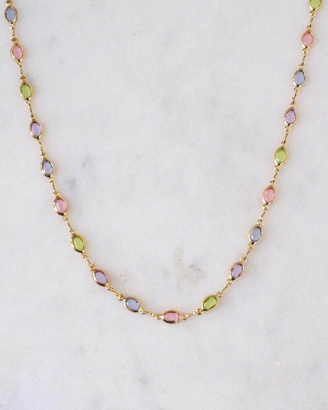 Custom Bar Necklace For Special Occasions-Margaret colourful Gold Necklace