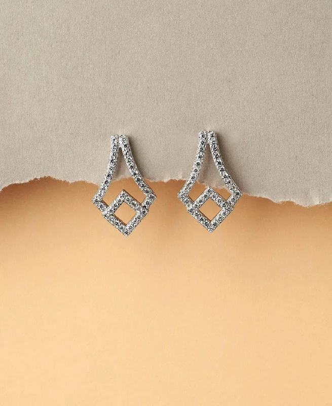 Elegant Earrings With Swarovski Crystals-Graceful Silver Stud Earring