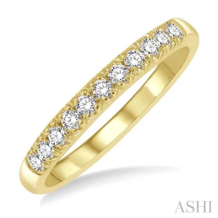 Simple Gold Engagement Rings For Minimalist Brides-1/4 ctw 11 Stone Round Cut Diamond Wedding Band in 14K Yellow Gold