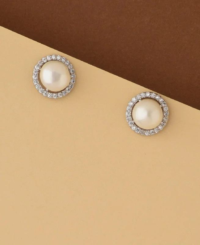 Simple Drop Earrings For Elegant Style-Elegant White Stud Pearl Earring