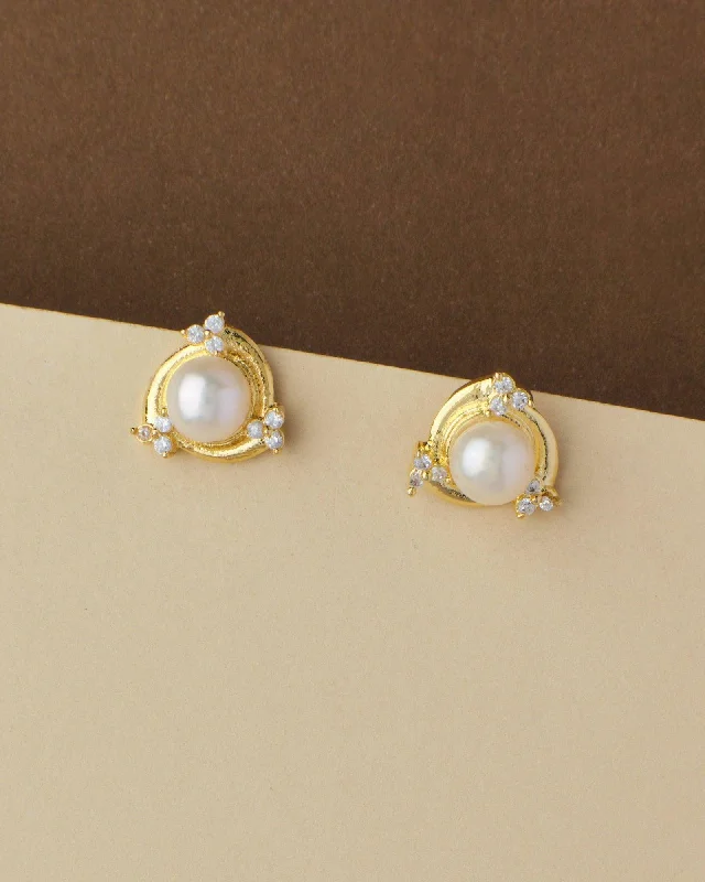 Crystal Drop Earrings For Bridesmaids Gifts-Classic Pearl Stud Earring