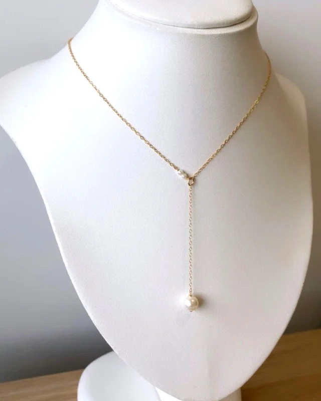 Simple Pendant Necklace For Minimalist Style-Pearl Y Necklace