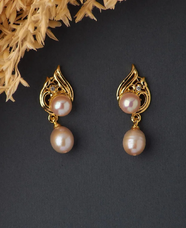 Silver Earrings With Opal Stones For Unique Style-Elegant Hanging Drop Pearl Earring