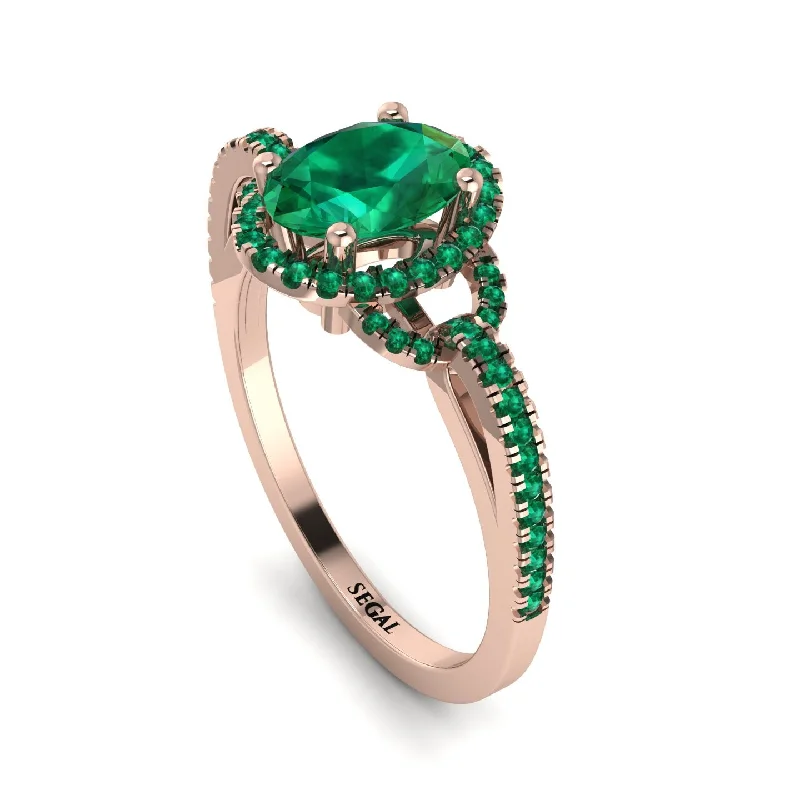 Luxury Gold Rings For Special Occasions-Timeless Beauty Oval Emerald Engagement Ring - Judy No. 20