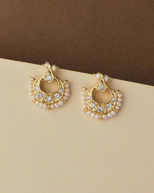 Bold Earrings With Beads For Fashion-Ethnic Real Pearl Stud Earring