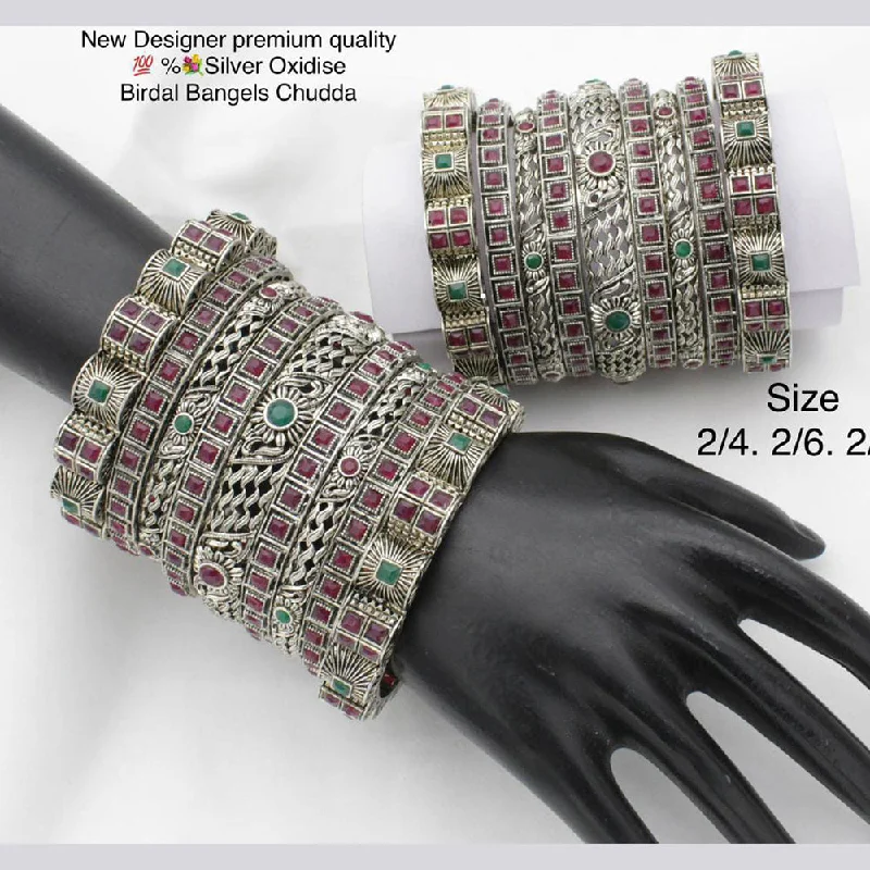 Classic Wedding Bangles With Diamond Accents-Pooja Bangles oxidised Bangles set