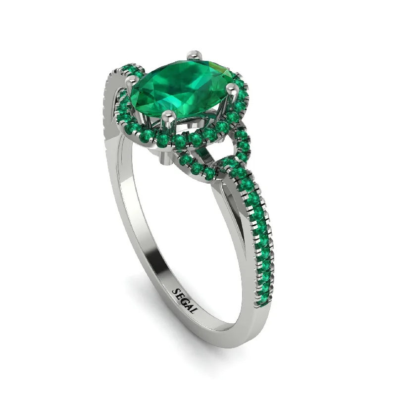 Trendy Titanium Rings For Men-Timeless Beauty Oval Emerald Engagement Ring - Judy No. 21