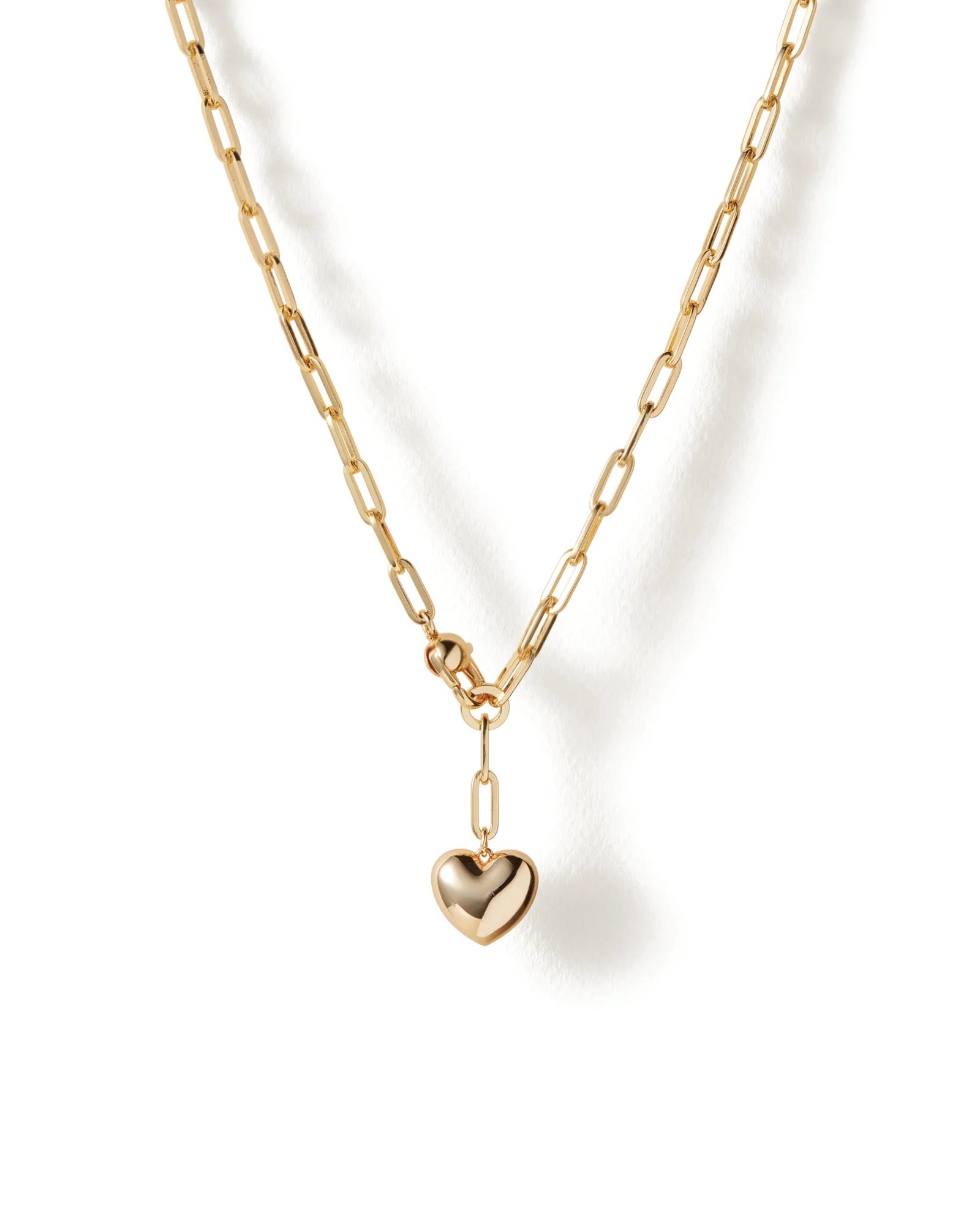 Gold Choker Necklace For Special Occasions-Puffy Heart Chain - Gold