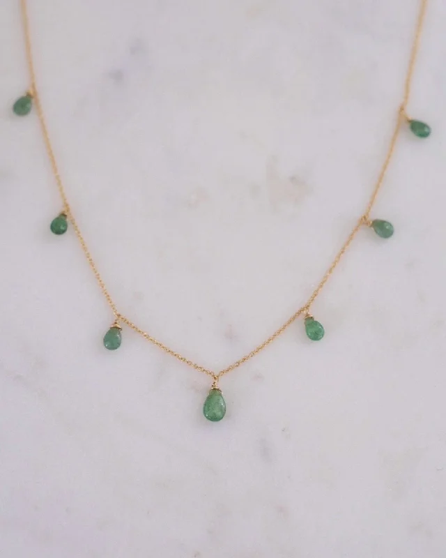 Elegant Chain Necklace For Special Events-Emerald Princess Necklace