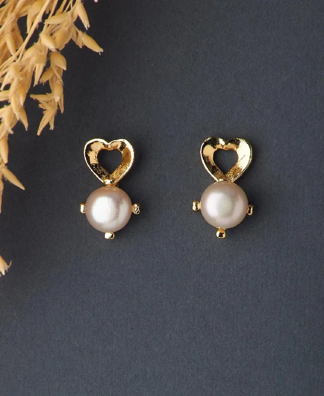 Luxury Earrings With Diamonds For Fashion-Elegant White Pearl Stud Earring