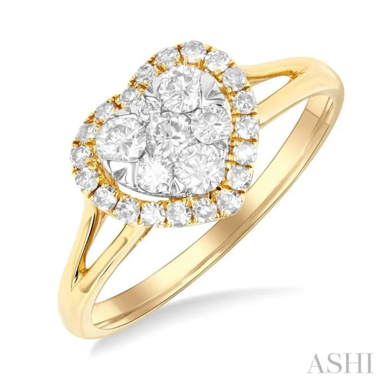 Elegant Wedding Rings For Fashion-Forward Brides-1/2 ctw Heart Shape Lovebright Round Cut Diamond Engagement Ring in 14K Yellow & White gold