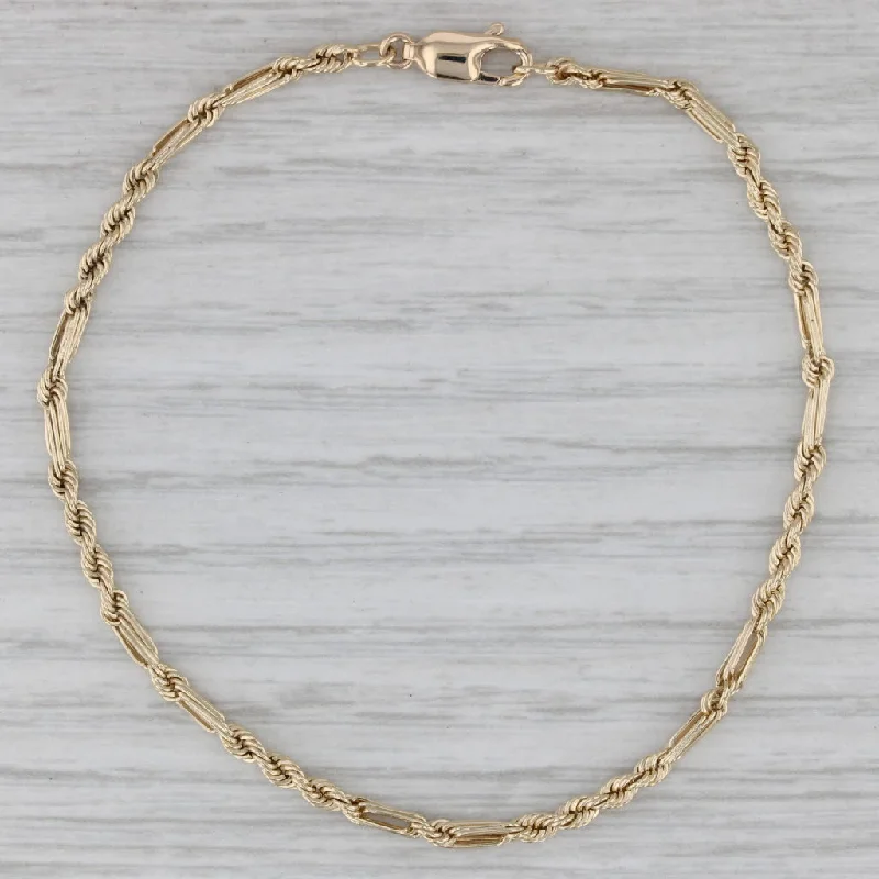 Trendy Beaded Bracelets For Men-Rope Chain Bracelet 14k Yellow Gold 7.25" 2mm