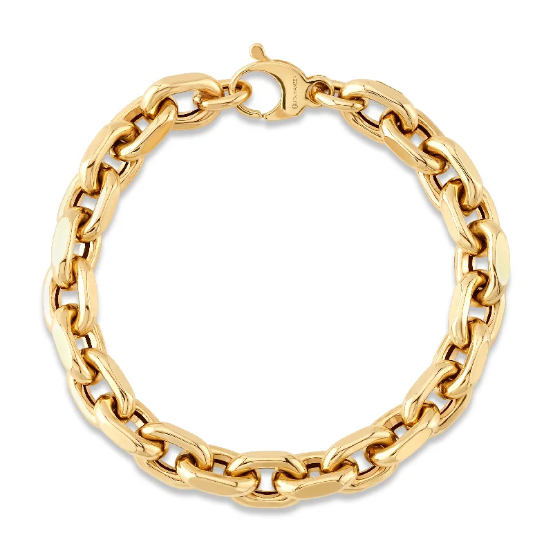 Sparkling Crystal Bracelets-Faceted oval link bracelet, 14kt gold