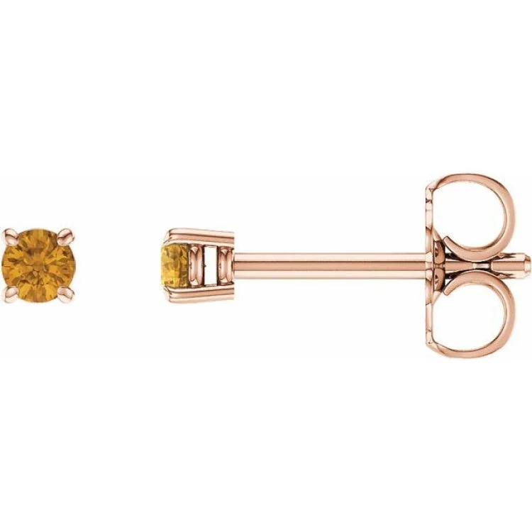 Long Drop Earrings With Gemstones-14K Rose 2.5 mm Natural Citrine Stud Earrings