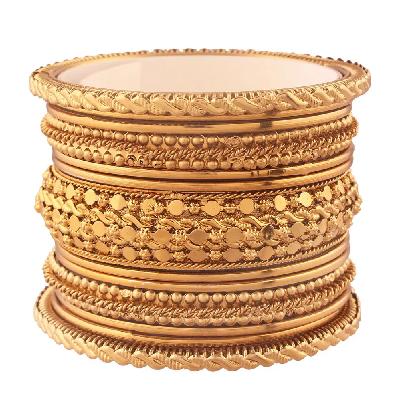 Personalized Wedding Bangles For Groomsmen Gifts-Etnico Traditional Gold Plated Bangles Set Jewellery for Women/ Girls (ADB154a)