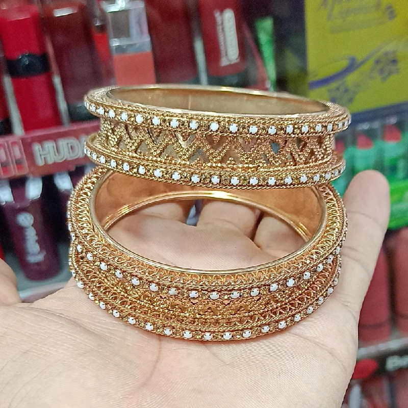 Trendy Wedding Bangles For Groomsmen-Manisha Jewellery Gold Plated Bangle Set