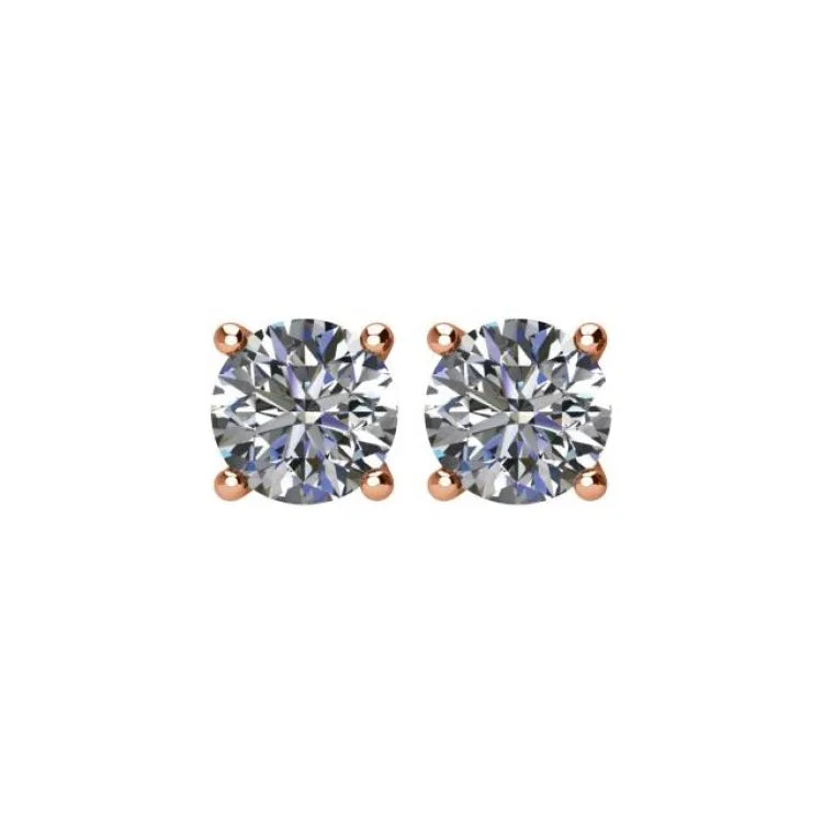 Unique Gemstone Earrings For Fashionistas-14K Rose 1 CTW Natural Diamond Stud Earrings