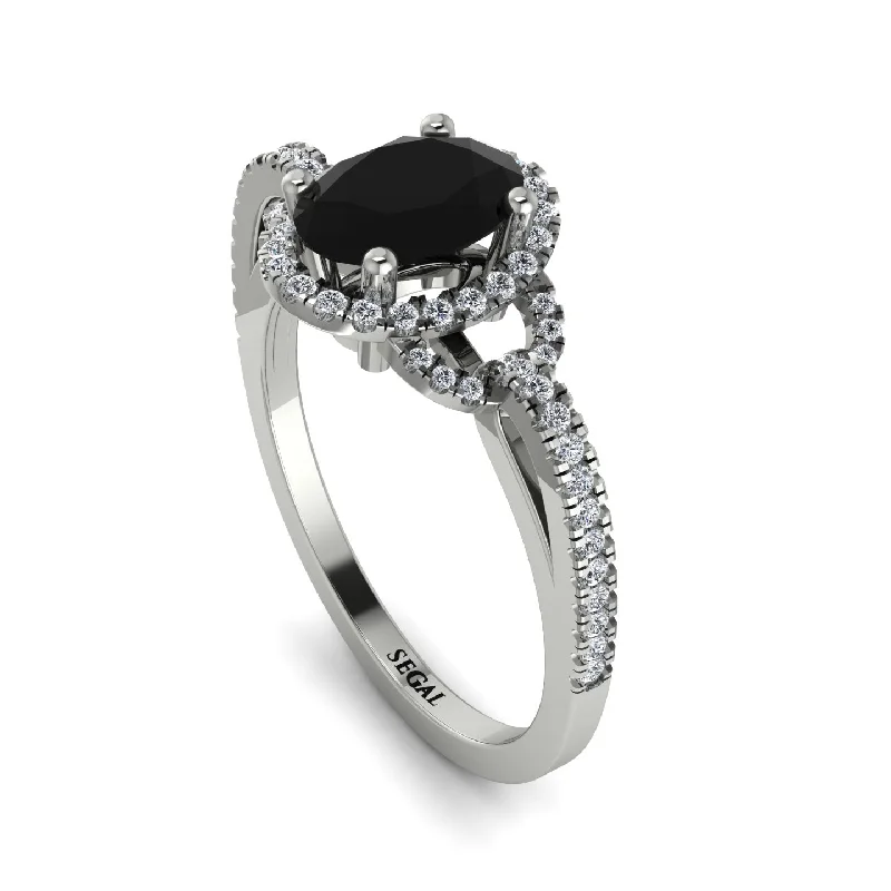 Simple Titanium Wedding Rings For Special Moments-Timeless Beauty Oval Black Diamond Engagement Ring - Judy No. 9