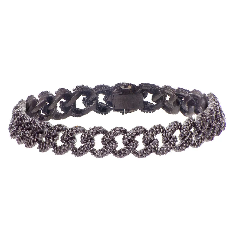 Unique Cuff Bracelets For Women-VIBRATION BRACELET, BLACK, BLACK RHODIUM