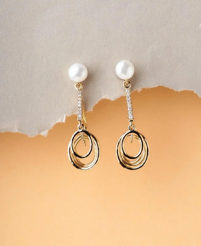 Luxury Earrings With Diamonds For Evening Wear-Delicate Stone Studded Pearl Earring