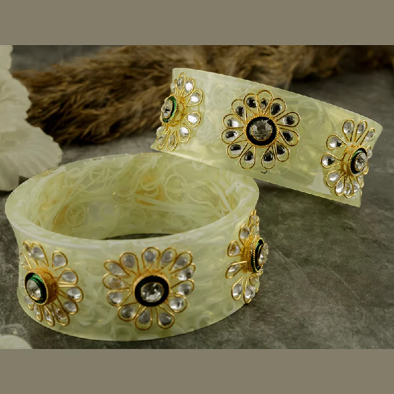 Personalized Wedding Bangles For Bridesmaids Gifts-SOB Set of 2 Acrylic Translucent Designer Kundan Floral Bangles